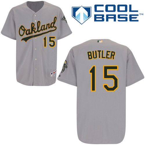 Billy Butler #15 MLB Jersey-Oakland Athletics Men's Authentic Road Gray Cool Base Baseball Jersey